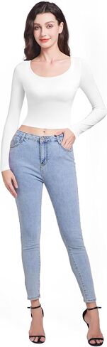Long Sleeve Crop Tops for Women Casual Slim Fitted Shirts Fashion Lightweight Basic Yoga Clothes in Saudi Arabia