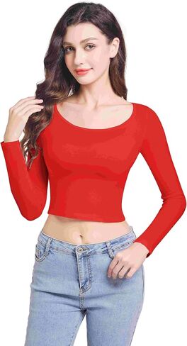 Long Sleeve Crop Tops for Women Casual Slim Fitted Shirts Fashion Lightweight Basic Yoga Clothes in Saudi Arabia
