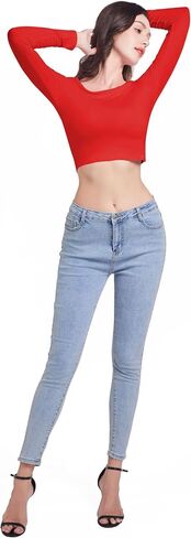 Long Sleeve Crop Tops for Women Casual Slim Fitted Shirts Fashion Lightweight Basic Yoga Clothes in Saudi Arabia