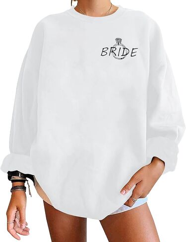 FRYAID Bride Sweatshirt Bride Women Bachelorette Party Sweatshirt I Say Yes Graphic Shirt Wedding Vacation Pullover Top in Kuwait