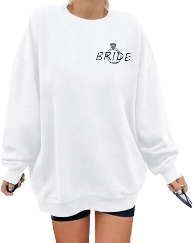 FRYAID Bride Sweatshirt Bride Women Bachelorette Party Sweatshirt I Say Yes Graphic Shirt Wedding Vacation Pullover Top in Kuwait