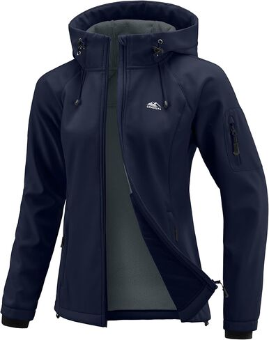 G تدريجي المرأة الصوف مبطن سترة سوفتشيل يندبروف ضوء دافئ مقاوم للماء سترة مقنعين للنساء الشتاء/الخريف/الربيع in Kuwait