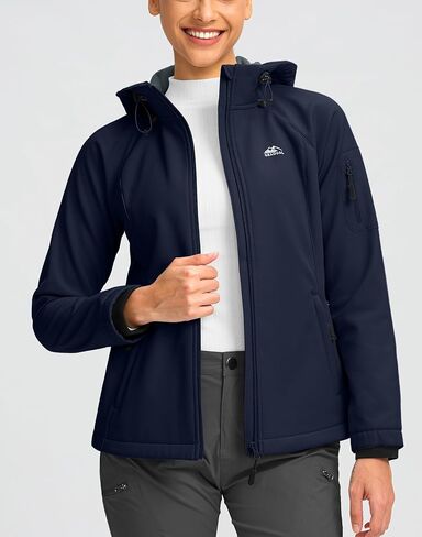 G تدريجي المرأة الصوف مبطن سترة سوفتشيل يندبروف ضوء دافئ مقاوم للماء سترة مقنعين للنساء الشتاء/الخريف/الربيع in Kuwait