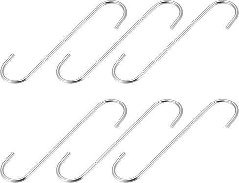 METALLIXITY S Hooks for Hanging (200mm/8) 6Pcs, Carbon Steel Extra Long S Shaped Hangers - for Plants, Garden, Kitchenware, Silver Tone in Saudi Arabia