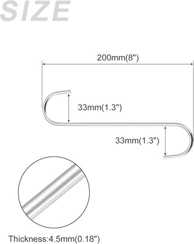 METALLIXITY S Hooks for Hanging (200mm/8) 6Pcs, Carbon Steel Extra Long S Shaped Hangers - for Plants, Garden, Kitchenware, Silver Tone in Saudi Arabia