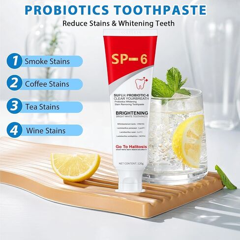Super Probioticsp-6 معجون أسنان ، SP-6 معجون أسنان تبييض للغاية ، SP-6 تبييض معجون الأسنان بروبيوتيك ، معجون أسنان SP 6 ، التنفس الطازج ، معجون رعاية التنظيف العميق (2 مساءً) in Saudi Arabia