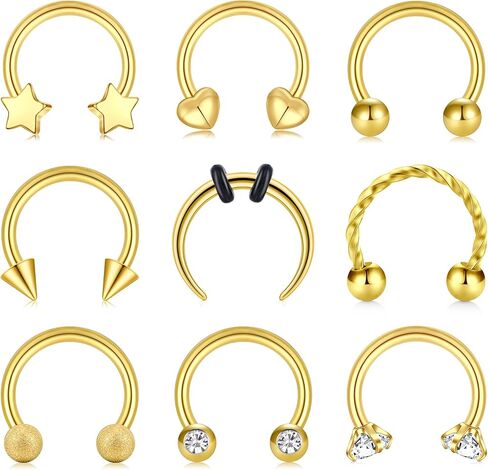 JFORYOU 16G Septum Rings Heart Star Dragon Claws Horseshoe Cartilage Earring Hoop 316L Stainless Steel Helix Daith Earring Nose Septum Ring Piercing Jewelry for Women and Men in Saudi Arabia