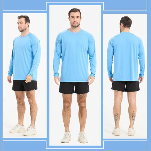 Rash Guard Shirts for Men Long Sleeve Sun Protection Shirts Outdoor Regular Fit Swim Shirt Quick Dry in Saudi Arabia