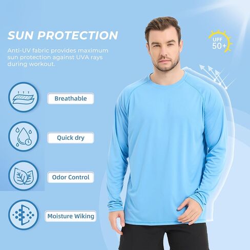 Rash Guard Shirts for Men Long Sleeve Sun Protection Shirts Outdoor Regular Fit Swim Shirt Quick Dry in Saudi Arabia
