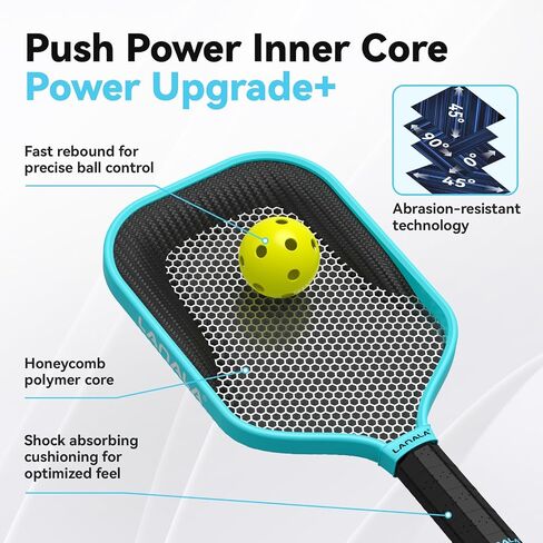 Pickleball Paddle ، سطح ألياف الكربون الخام T700 ، سطح مقاوم للتآكل ، قلب البولي بروبيلين 16 مم ، CORE in Saudi Arabia