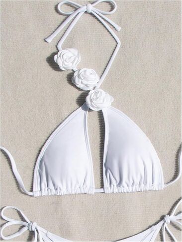 Floerns Women's Appliques Swimsuits Criss Cross Halter Top Tie Thong 2 Piece Bikini Sets in Saudi Arabia