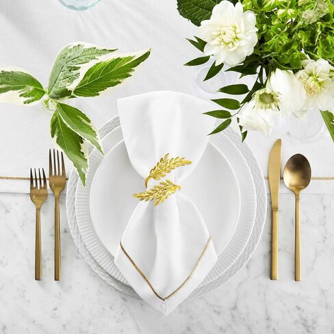 12PCS Napkin Rings, Gold Napkin Rings for Table Setting Gold Leaf Napkin Rings for Dining, Anniversary, Birthday, Holiday, Party, Wedding Table Decoration, Metal Leaf Napkin Holder Rings in Saudi Arabia