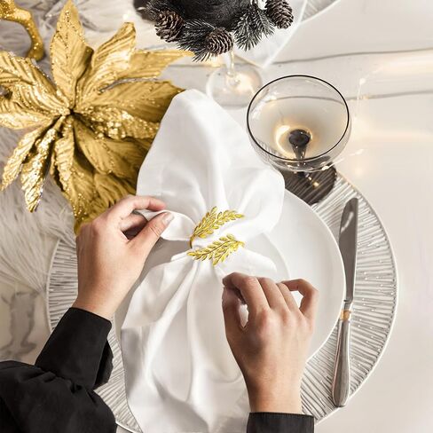 12PCS Napkin Rings, Gold Napkin Rings for Table Setting Gold Leaf Napkin Rings for Dining, Anniversary, Birthday, Holiday, Party, Wedding Table Decoration, Metal Leaf Napkin Holder Rings in Saudi Arabia