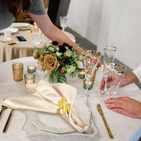 12PCS Napkin Rings, Gold Napkin Rings for Table Setting Gold Leaf Napkin Rings for Dining, Anniversary, Birthday, Holiday, Party, Wedding Table Decoration, Metal Leaf Napkin Holder Rings in Saudi Arabia