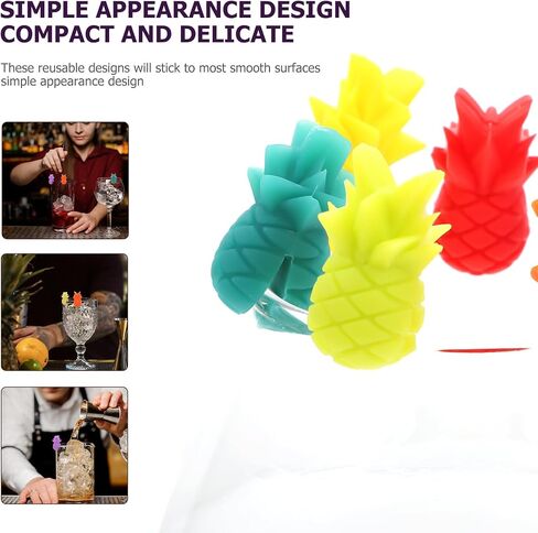 Cabilock Wine Glass Markers Silicone Drink Markers Pineapple Wine Glass Charms Anti Slip Wine Pendant Reusable Wine Glass Identifier for Bar Party Martinis Cocktail 12Pcs Marker in Saudi Arabia