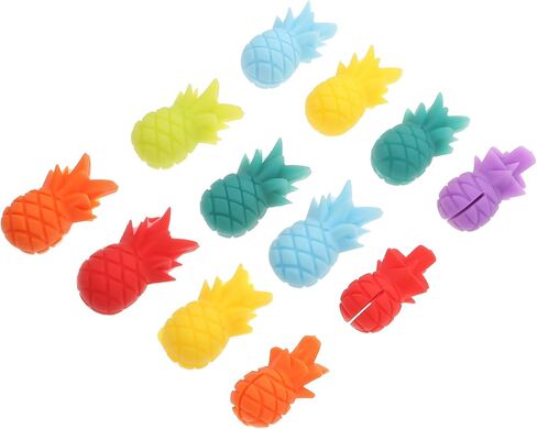 Cabilock Wine Glass Markers Silicone Drink Markers Pineapple Wine Glass Charms Anti Slip Wine Pendant Reusable Wine Glass Identifier for Bar Party Martinis Cocktail 12Pcs Marker in Saudi Arabia