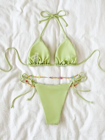 SHENHE Women's 2 Piece Sexy Bikini Sets Halter Tie Side Triangle Swimsuits in Saudi Arabia