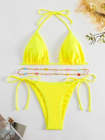 SHENHE Women's 2 Piece Sexy Bikini Sets Halter Tie Side Triangle Swimsuits in Saudi Arabia