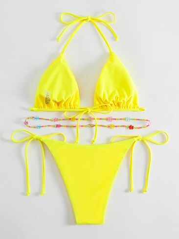 SHENHE Women's 2 Piece Sexy Bikini Sets Halter Tie Side Triangle Swimsuits in Saudi Arabia