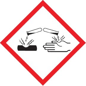 Accuform LZH624EV5 GHS Pictogram Label, "Corrosion", Adhesive-Poly, 4" Length x 4" Width, Red/Black on White (Roll of 500)