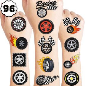 100 PCS WHEED TYRE TREAD FLAG TATTOOS TATTOOS DRIVERATERS BIRDY Party Decorations Favors اللوازم ديكور سباق السيارة بالأبيض