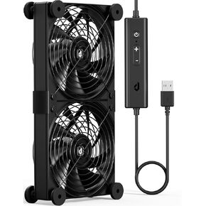 upHere 2X120mm USB Fan Silent Fan with 4 Adjustable Wind speeds for Computer Case/PC / PS4 / TV Box/AV Cabinet U3UK2