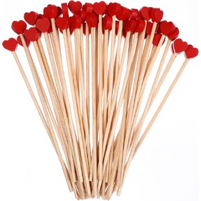 Cabilock 100Pcs Heart Stirring Sticks Wooden Coffee Stirrers Cocktail Beverage Drink Swizzle Sticks for Home Party Bar