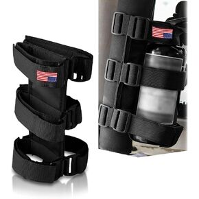 Pack-1 Car Fire Extinguisher Bracket, Adjustable Roll Cage Insulation Support Strap, American Flag Decoration Fixing Strap, Compatible with Jeep Wrangler JK JKU TJ CJ Gladiator (Black)