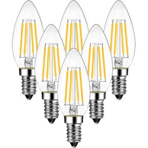 ANWIO B11 LED Filament Bulb E12 Candelabra Small Base 2700K Warm White, 5.5W(60W Equivalent) 800 Lumens Non-Dimmable Decorative Candle Light Bulb, Pack of 6