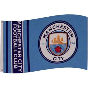 Manchester City FC Stripes Flag (One Size) (Sky Blue)