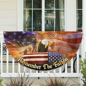 FLAGWIX Remember the Fallen American Eagle Honoring All Who Served Veterans Non-Pleated Fan Flag TPT1646FL, 1.5x3 ft, 1 Pack