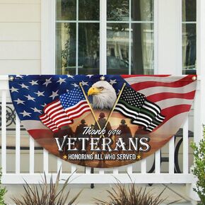 FLAGWIX Thank You Veterans, American Eagle Memorial Day Veteran Non-Pleated Fan Flag TPT1643FL, 1.5x3 ft, 1 Pack