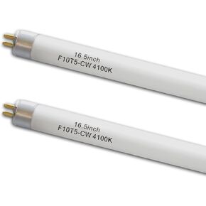 16inch F10T5 CW 10watt Fluorescent Bulb, 4100K Cool White Light, Replacement T5 10W 4200K Bright White Lighting Tube, 16.5" Overall Length (2pack)