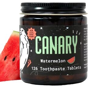 Canary Hydroxyapatite Toothpaste Tablets Watermelon- Remineralizing, Fluoride Free, All Natural Tabs with Xylitol - Great for Kids, Plastic Free - 126 Count