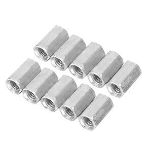 10pcs Long Rod Nuts, Hex Coupling Nuts Hexagonal Sleeve Nut M8 Threaded Fasteners (M8x20)