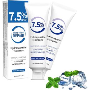 2 Pack Hydroxyapatite Toothpaste for Advanced Enamel Protection,7.5% Hydroxyapatite Toothpaste,Gentle and Effective Formula, Fresh Breath, Toothpaste for Sensitive Teeth