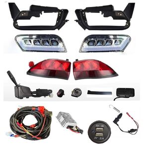 Dr.Acces Club Car Tempo LED Light Kit لعربات Golf Golf Car Car Car مع إضاءة LED كاملة وضوء إشارة ، شحن USB ، مع محول 12V-10A DC