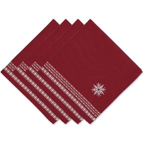 DII Holiday Nordic Dining Kitchen & Table Décor Collection, Christmas Napkin Set, 20x20, Embroidered Snowflake, 4 Piece