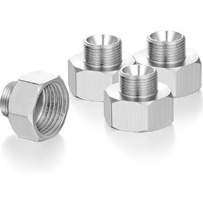 4 pack Water pipe adapter, Brass Pipe Fitting，G1/2 inch Female to 3/8 inch Male Reducer Adapter,Compression Fitting for Kitchen Bathroom Faucet, Pipe Connector with Rubber Washer
