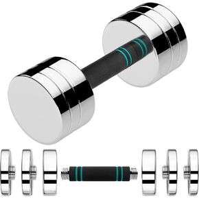 LIFERUN 15lb Single Steel Adjustable Dumbbell, Free Weights Dumbbells Set, Non-Slip and Comfortable Foam Handle, Adjustable Dumbbells Weights Set for Home Gym Office Exercise