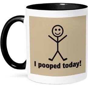 3dRose I Pooped Today Two Tone Mug, 11 oz, Black