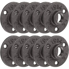 10 Pack 1/2" Cast Iron Floor Flange, CBTONE 1/2 Black Pipe Decor Flange Pipe Fittings with Threaded Hole for Vintage Retro Steampunk Industrial Pipe, Furniture and DIY Decor