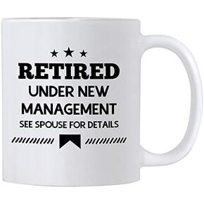 Casitika Funny Retirement Coffee Mugs. 11 oz Retired Under New Management See Spouse for Details Coffee Mug.