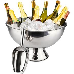 Large Champagne Bowl,12L Champagne Bowl Ice Bucket with Scoop Stainless Steel Large Banquet Champagne Ice Bucket Big Ice Bucket for Parties Large Size Ice Bowl for Wine Beer Home Bar Celebrations,16in