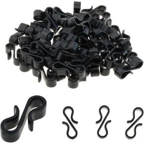 DGZZI 50PCS 28x8mm Black Mini S Hooks Plastic Two Way Hook Clothes/Towel Hanger Party Light Clip Hook Christmas Ornaments Small Hook