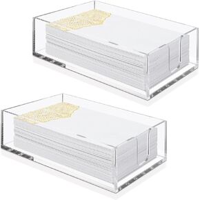 MIVIDE 2 Pack Acrylic Napkin Holder, 5.5x9.4 Inches Clear Luncheon Napkin Holder for Table, Cocktail Napkins Holder Square Rectangle for Dinner, Decorative Napkin Tray for Kitchen, Bathroom