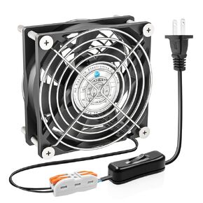 80mm EC Brushless Fan, 80x80x25mm Dual Ball Bearing, AC 110V 120V 220V 240V Cooling Fan with AC Plug Switch Cable, for DIY Cooling, Electronics Equipment, PC CASE Cooling, Server Cooling