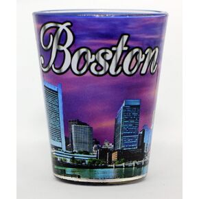 Boston Massachusetts Lavender Skyline Shot Glass