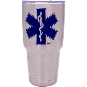 Rogue River Tactical EMT EMS Star of Life 30 Ounce Travel Tumbler Mug Cup with Lid Paramedic Gift Ambulance