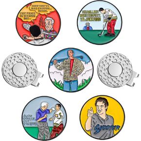 Funny Magnetic Ball Markers Clips, Humorous Enamel Golf Ball Markers for Putting Green, Happy Magnetic Golf Hat Clip with Golf Ball Marker for Golf Lovers Gifts